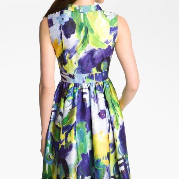 EUC Kate Spade Carissa Fit & Flare Collared Watercolor Sleeveless Dress - Picture 11 of 16